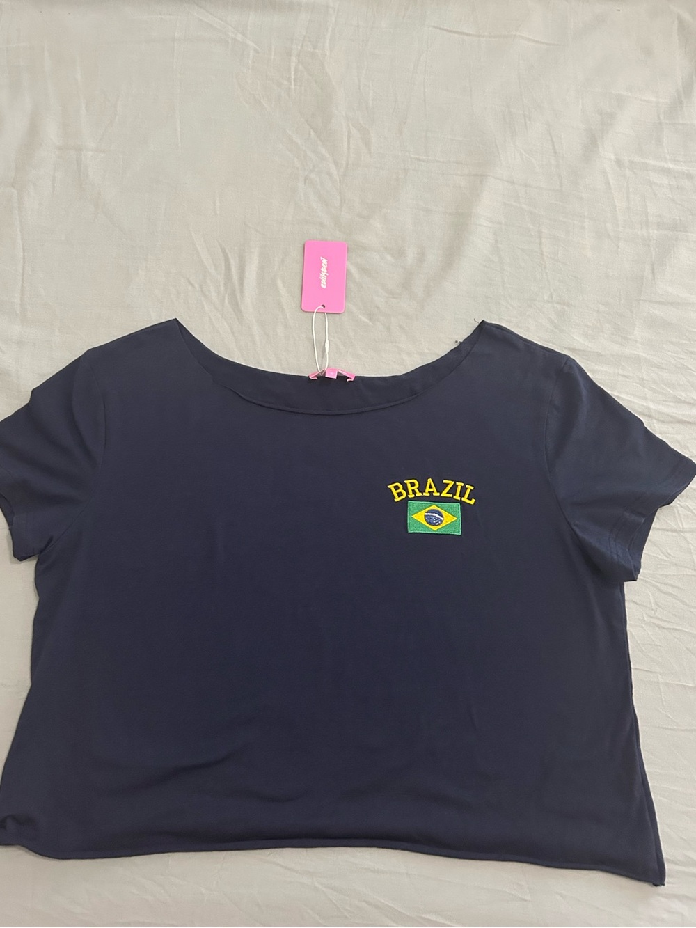 Brazil Graphic Navy Crop T-Shirt - Women's Top
